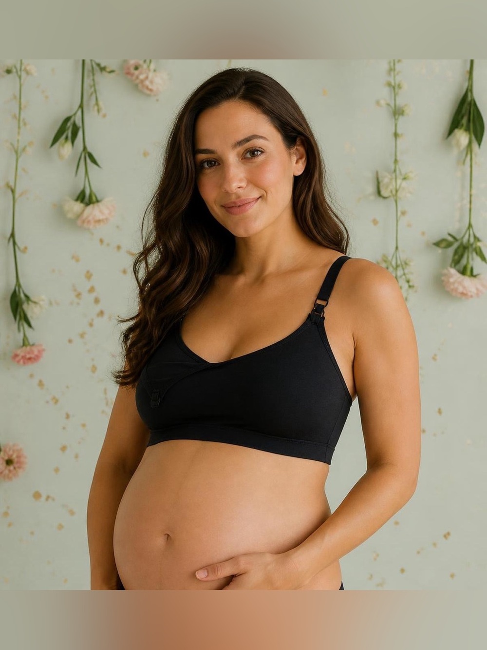 Seamless Black Maternity Nursing Bra - Soft Support for Expecting Moms